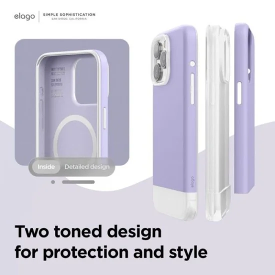 Cover Iphone 15 Pro Max Magsafe Elago - Purple - Transparent